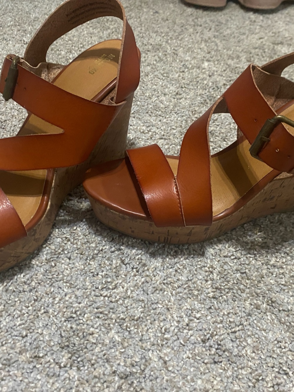 Mossimo Supply Co. Cognac Brown Cork Wedge Sandals